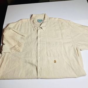 Siegfried 100% Linen Size 3XLT Tall Tan s/s shirt. Pre-Owned